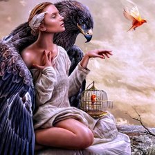 Схема вышивки «Девушка с орлом»