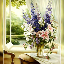 Схема вышивки «Букет  на окне.»