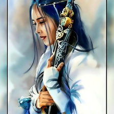 Схема вышивки «Девушка с мечом.»