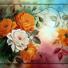 Схема вышивки «Яркие цветы.»