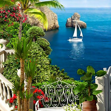 Схема вышивки «Белый парусник.»