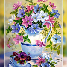 Схема вышивки «Веселые цветочки.»