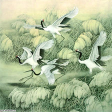 Схема вышивки «журавли»