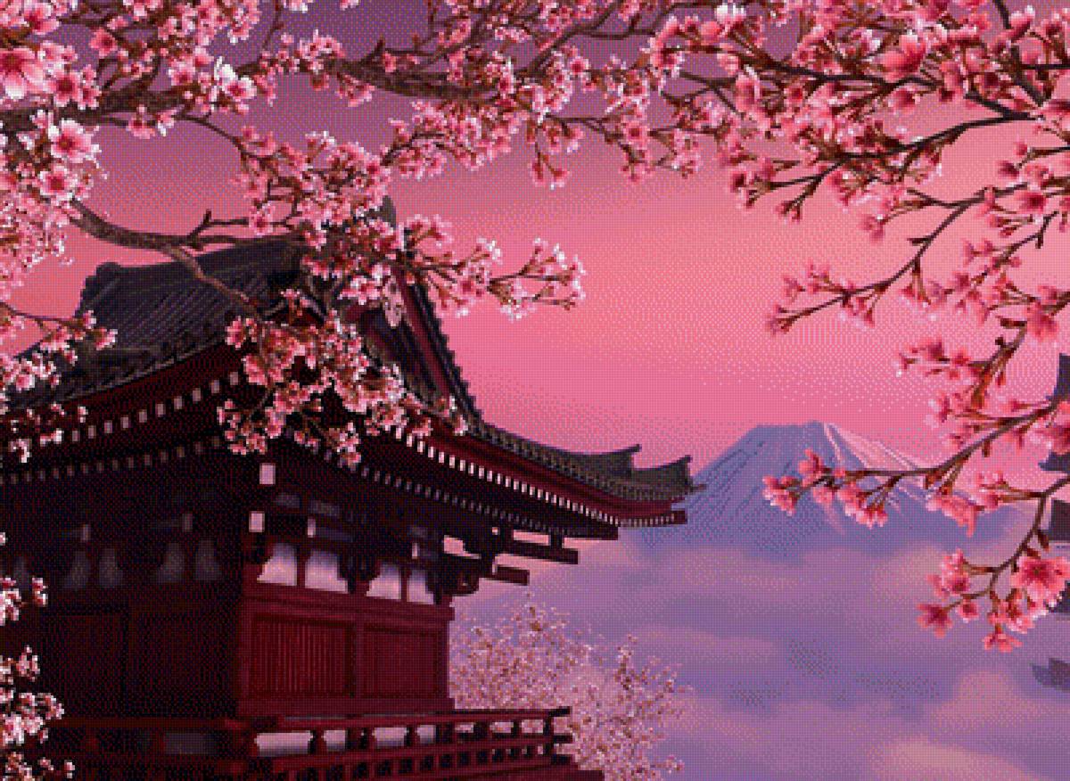 Сакура - сакура, пагода, япония, фудзи - предпросмотр