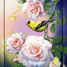 Схема вышивки «Розы и птичка2.»