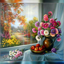 Схема вышивки «Цветы на окне.»