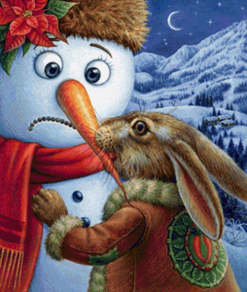 Заяц и снеговик - заяц и снеговик - предпросмотр