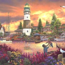 Схема вышивки «ПОСЁЛОК У МОРЯ»