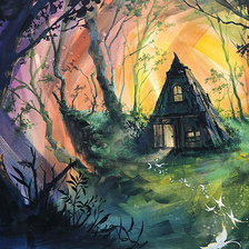 Схема вышивки «Хижина в лесу»