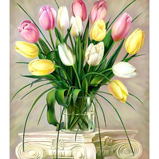 Схема вышивки «Серия "Букет". Тюльпаны. Уменьшенный вариант»