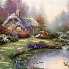 Схема вышивки «домики томаса кинкейда»