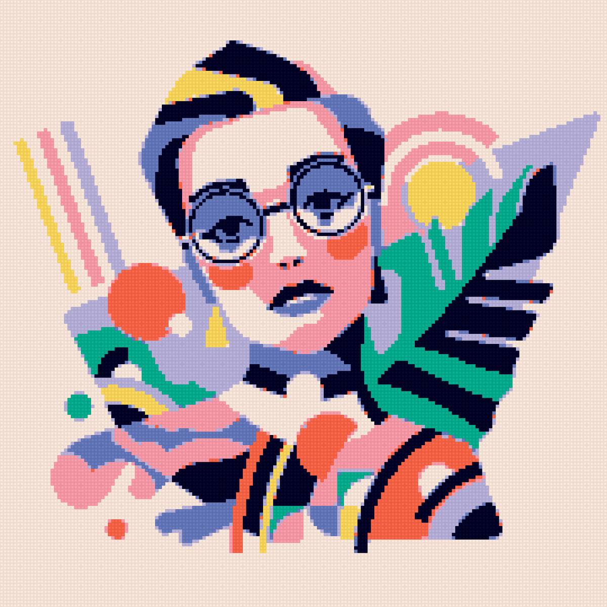 Арт - девушка, лицо, очки, арт - предпросмотр