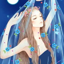 Схема вышивки «Flowers and Moon Girl»