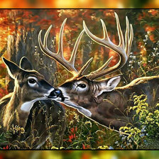 Схема вышивки «Олени в осеннем лесу.»