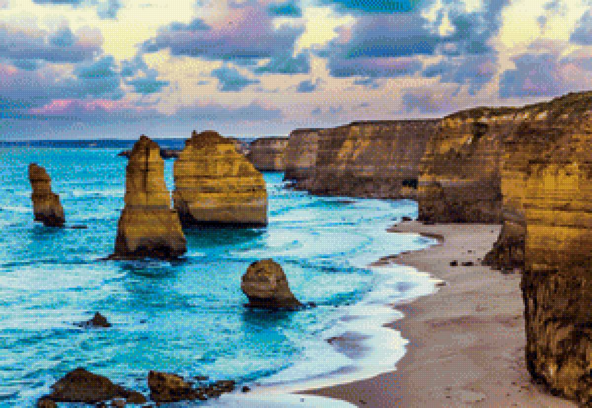 Берег моря - море, скалы - предпросмотр