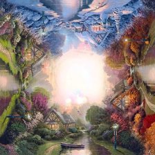 Схема вышивки «ЯЦЕК ЙЕРКА.ДЕРЕВНЯ У РЕКИ»