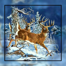 Схема вышивки «Олени в зимнем лесу.»