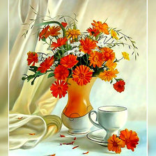 Схема вышивки «Натюрморт с букетом.»