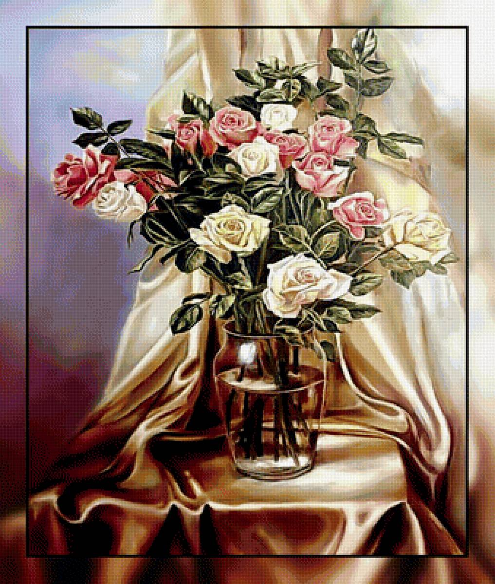 Розы. - ваза., розы, цветы, букет - предпросмотр