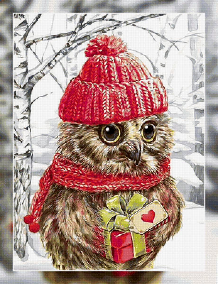 Зимний совёнок. - снег, зима, птица., сова - предпросмотр