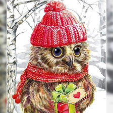 Схема вышивки «Зимний совёнок.»