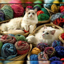 Котики и клубочки.