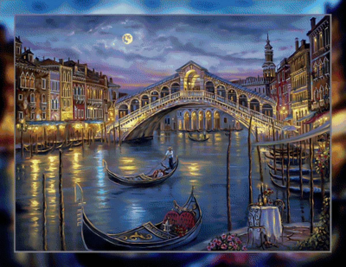 Вечерняя Венеция. - лодки., пейзаж, городской, вечер, река, канал - предпросмотр