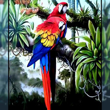 Схема вышивки «Попугаи»