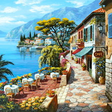 Схема вышивки «Кафе на брега»