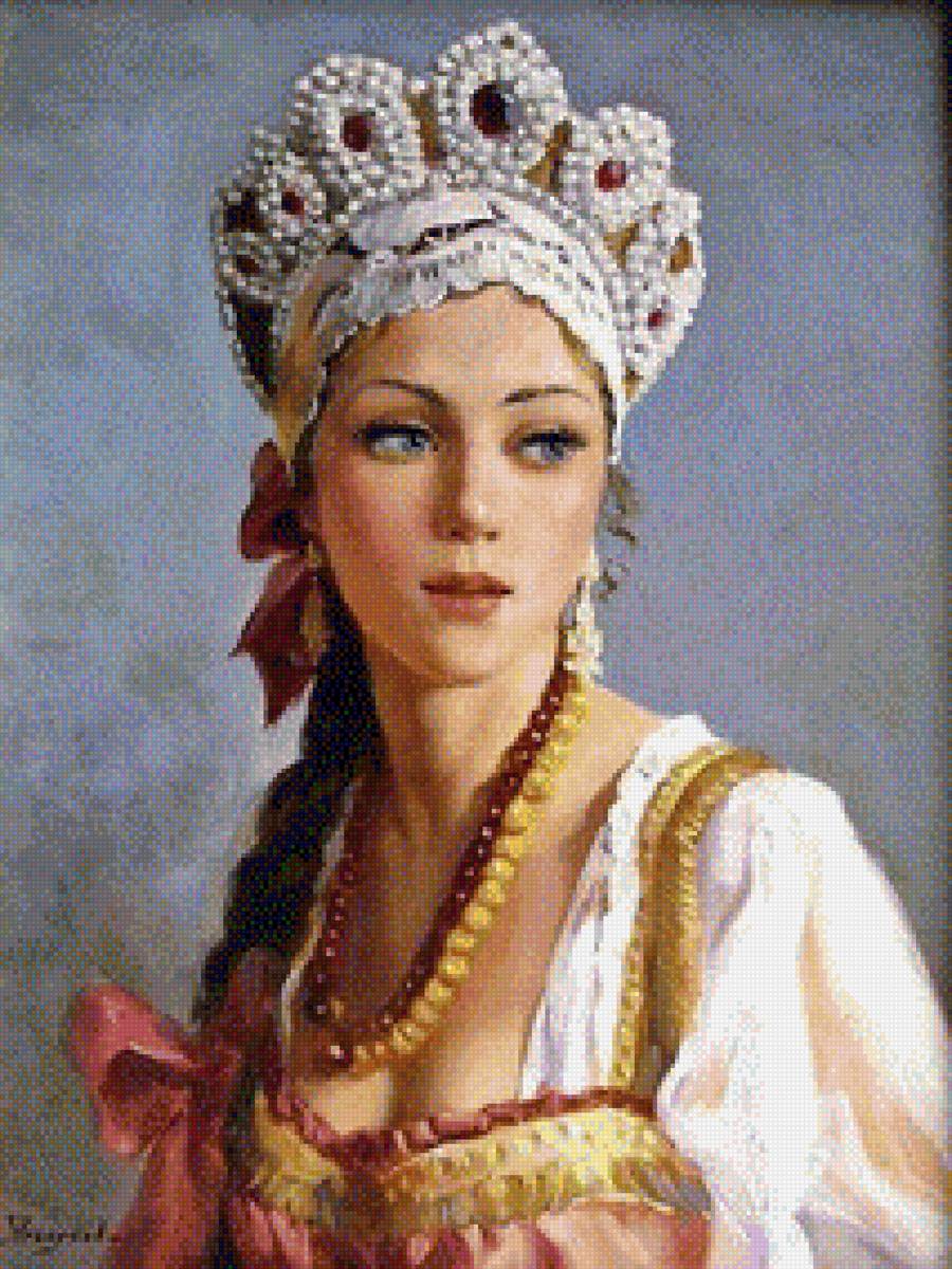 Красавица - красавица, боярышня, девушка, русская - предпросмотр