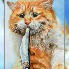 Схема вышивки «Котейка с рыбкой.»