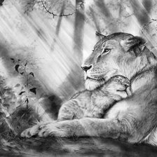 Схема вышивки «Львица худ. P. Williams»