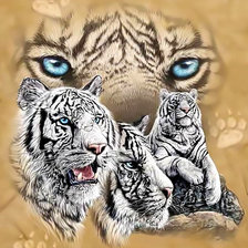 Схема вышивки «Белые тигры.»