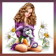 Схема вышивки «Девушка с игрушкой.»