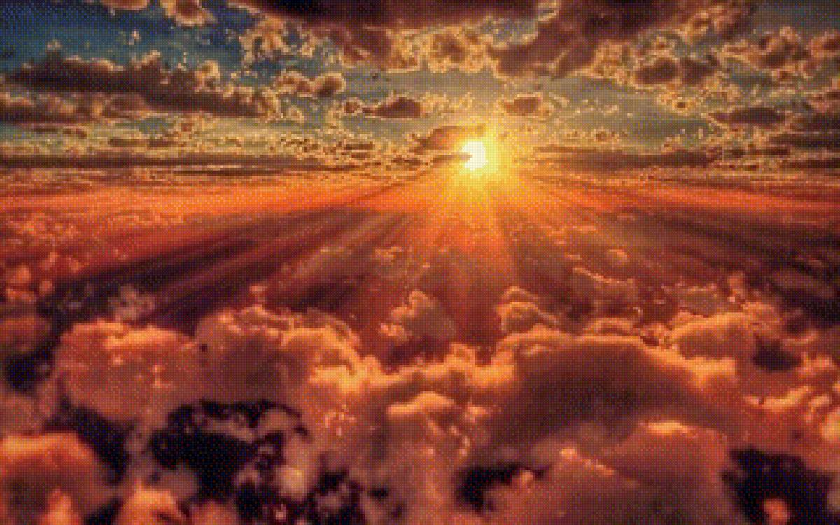 закат - облака, небо, закат, солнце - предпросмотр