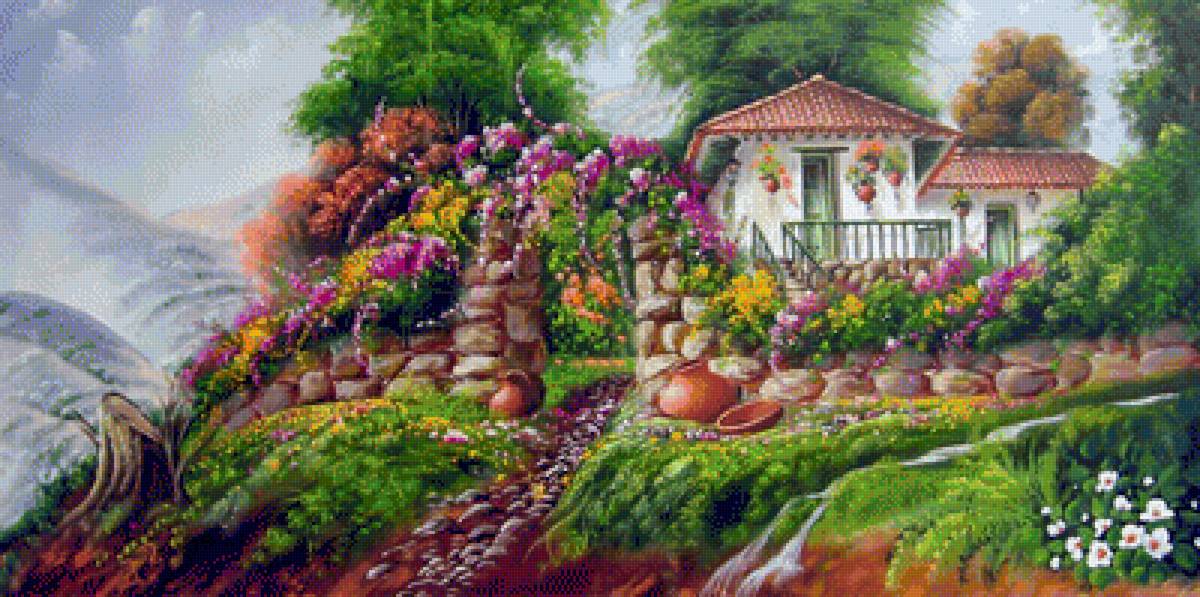 The House in the Mountain. - josé raúl rodríguez galán painter.landscape.scenarys.flowers and - предпросмотр