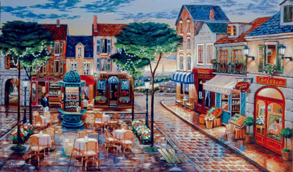 Evening on the Square. - john p. o'brien paintings. scenarys.people.flowers and gardens. - предпросмотр