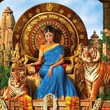 Схема вышивки «девушка с тиграми»