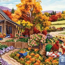 Схема вышивки «деревня»