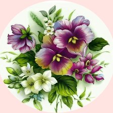 Схема вышивки «Анютины глазки.»