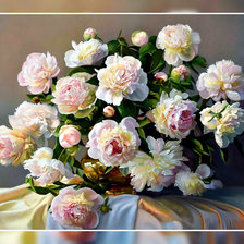 Схема вышивки «Нежные пионы.»