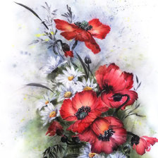 Схема вышивки «Маки с ромашками»