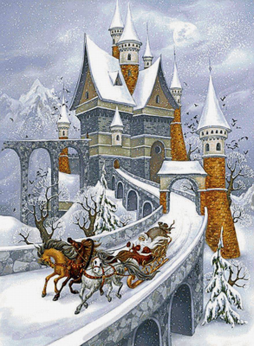 Новогодняя - тройка, зима, замок, детская, дед мороз - предпросмотр