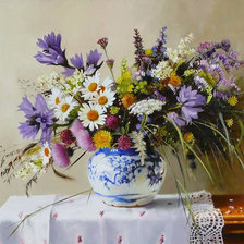 Схема вышивки «Ваза с полски цветя»