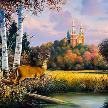 Схема вышивки «Holly Hill Deer.»