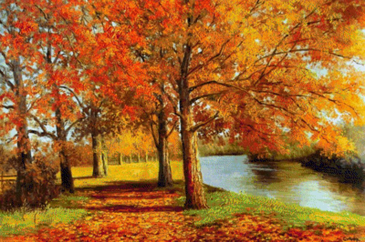 осень - осень, река, парк - предпросмотр