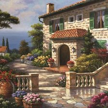 Схема вышивки «Къща край морето»