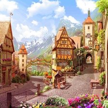 Схема вышивки «старый город»