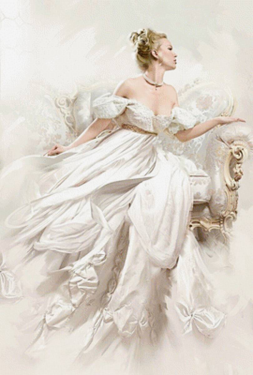 Девушка в белом. - платье, девушка, живопись., белое - предпросмотр