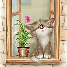 Схема вышивки «Мультяшный котик.»